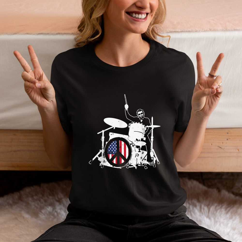 Abraham Lincoln American Flag Drum Drummer T-Shirt - Heart To Heart