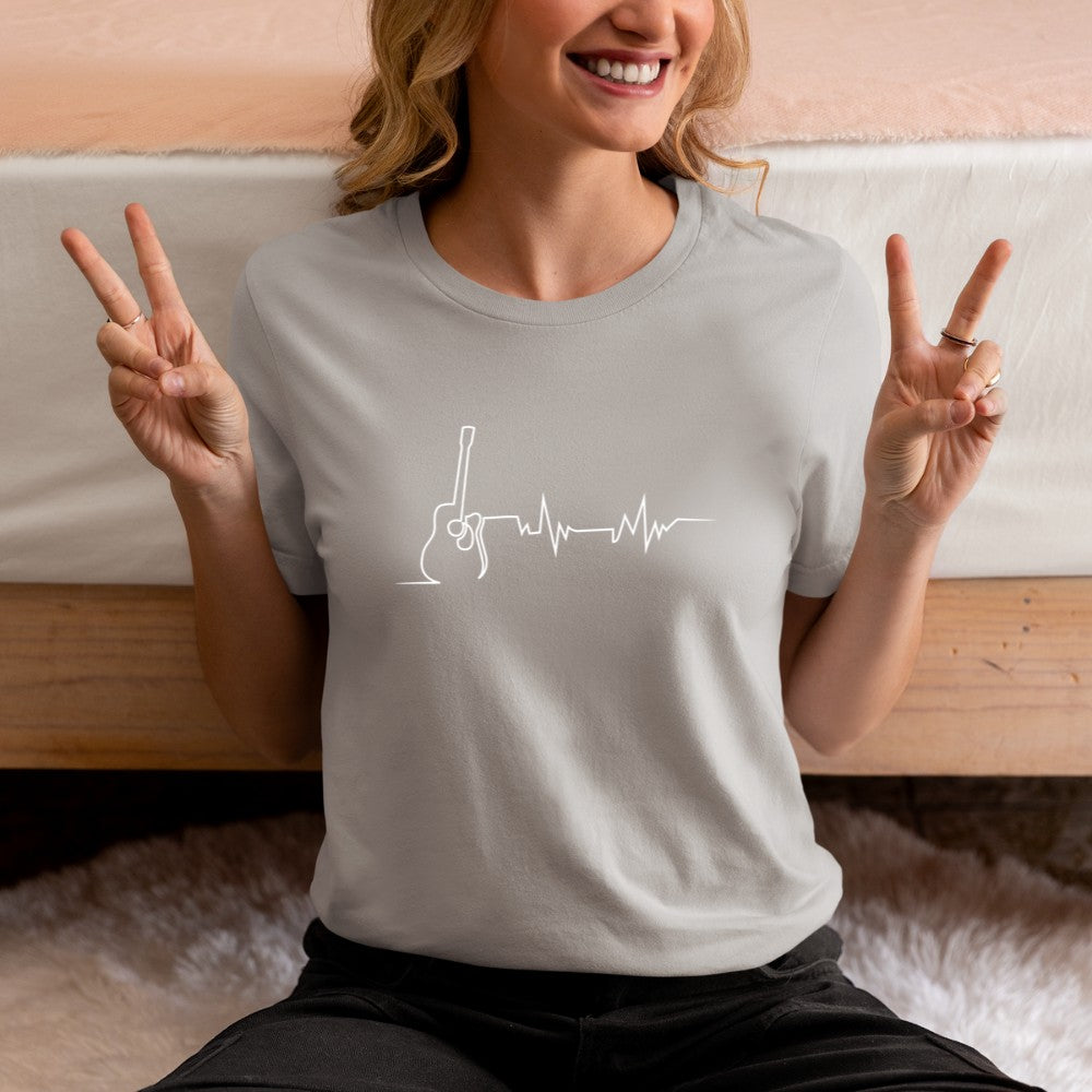 Acoustic Guitar Heartbeat Cool Design for Guitarists Long Sleeve T-Shirt - Heart To Heart