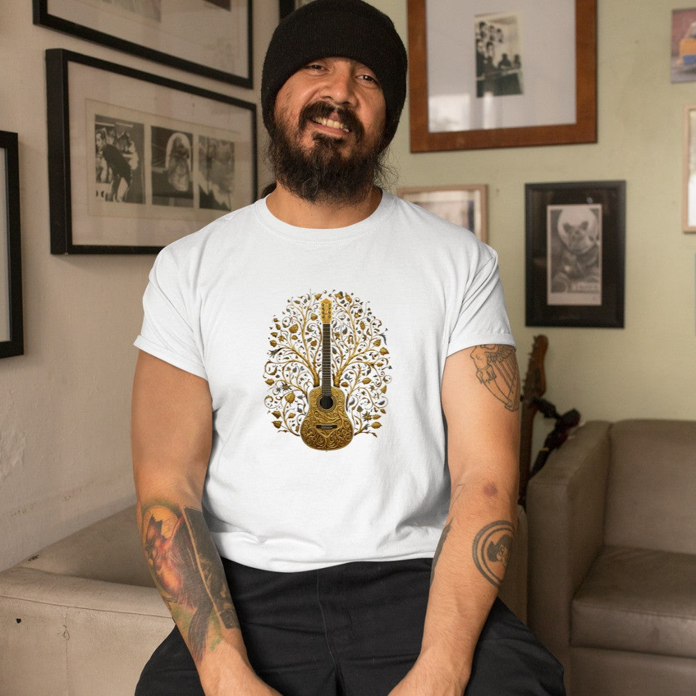 Acoustic Guitar Tree Guitarist Landscape Nature Music Lover T-Shirt - Heart To Heart