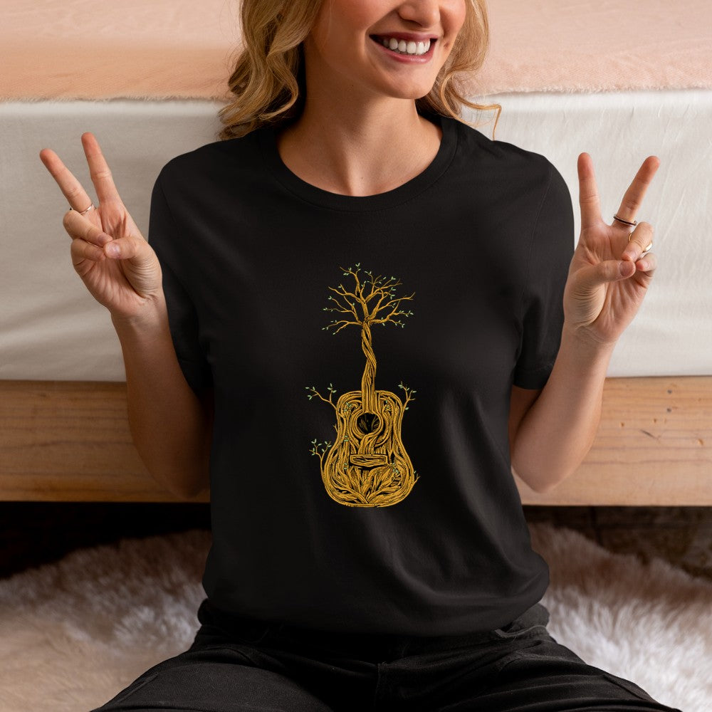 Acoustic Guitar Tree of Life Guitar Player Guitarist T-Shirt - Heart To Heart