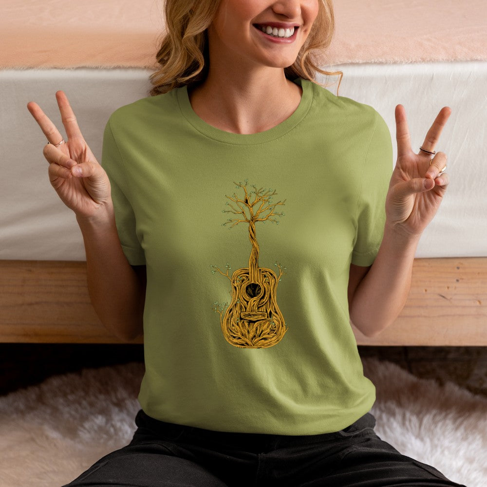 Acoustic Guitar Tree of Life Guitar Player Guitarist T-Shirt - Heart To Heart