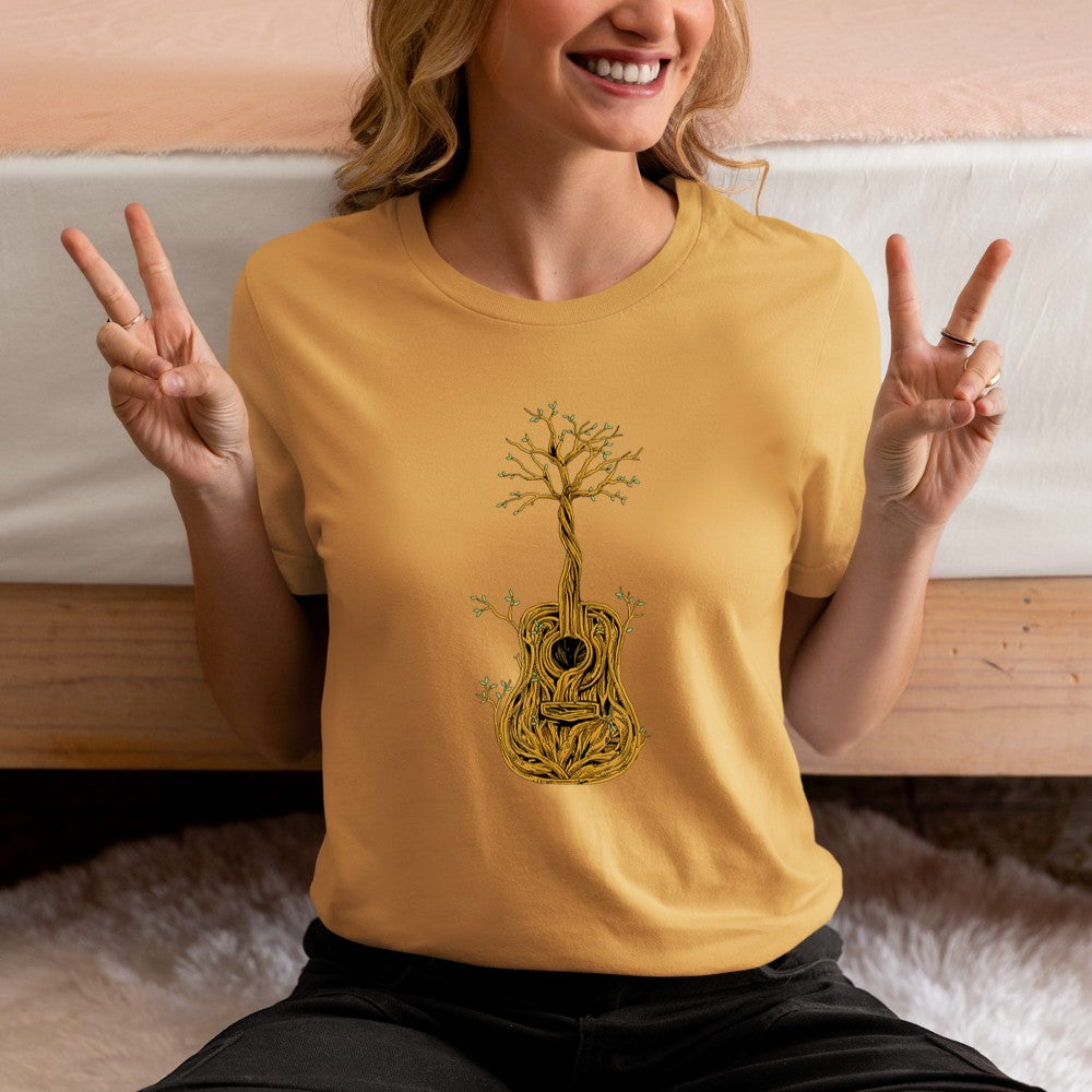 Acoustic Guitar Tree of Life Guitar Player Guitarist T-Shirt - Heart To Heart