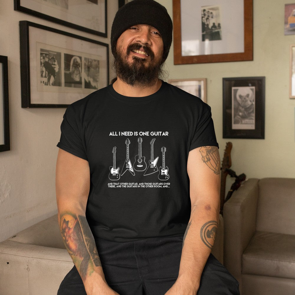 All I Need Is One Guitar Funny Vintage Guitars Collection T-Shirt - Heart To Heart