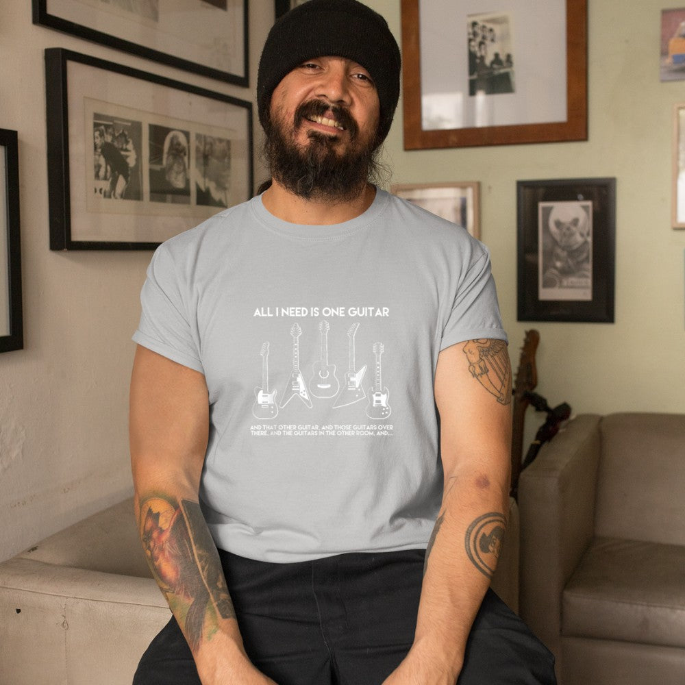 All I Need Is One Guitar Funny Vintage Guitars Collection T-Shirt - Heart To Heart