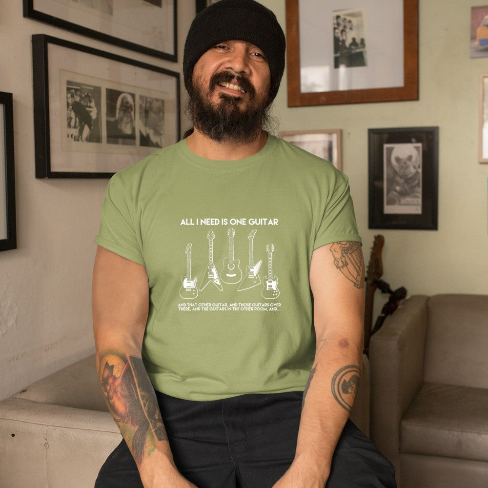 All I Need Is One Guitar Funny Vintage Guitars Collection T-Shirt - Heart To Heart