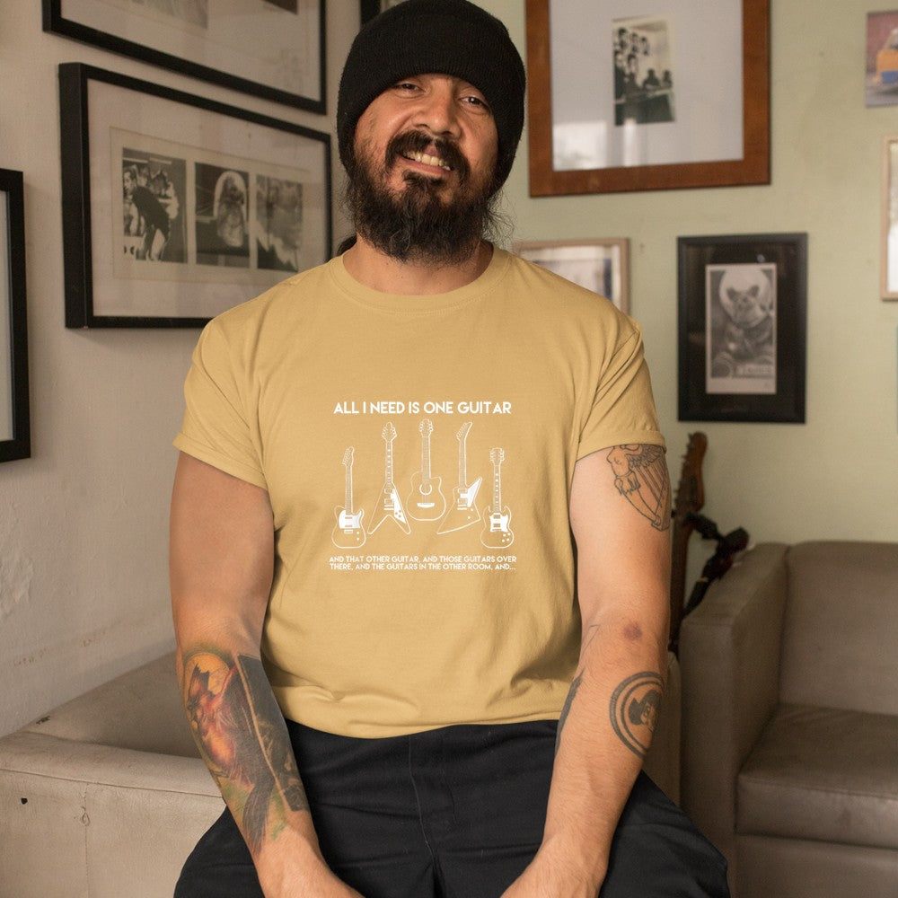 All I Need Is One Guitar Funny Vintage Guitars Collection T-Shirt - Heart To Heart