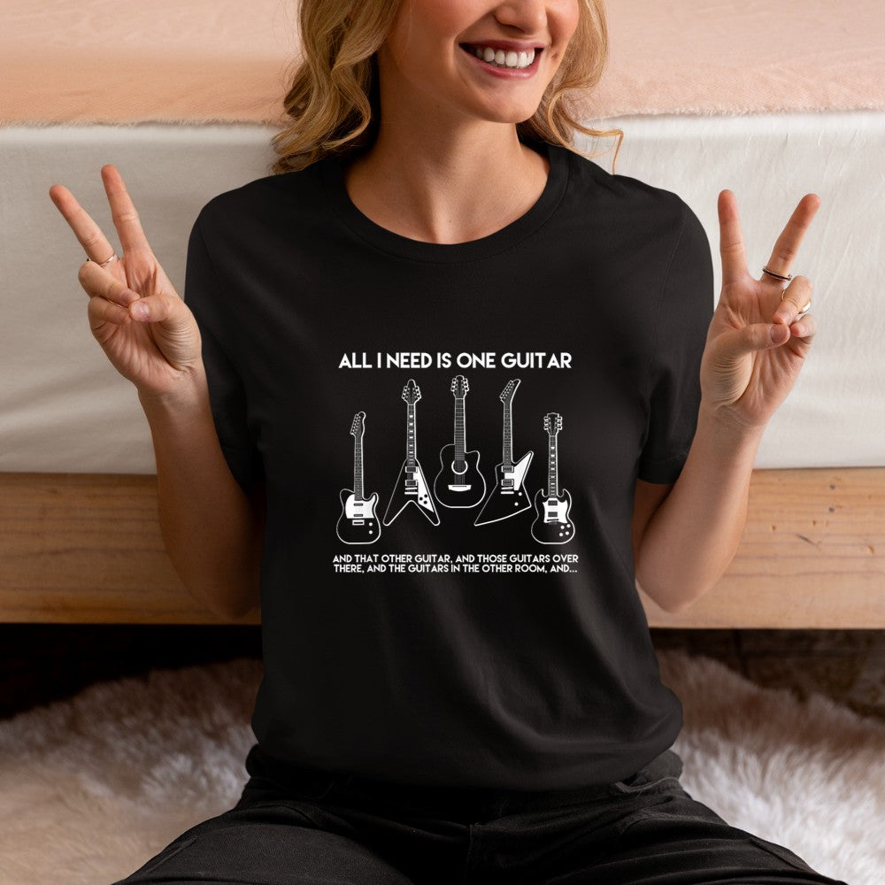 All I Need Is One Guitar Funny Vintage Guitars Collection T-Shirt - Heart To Heart