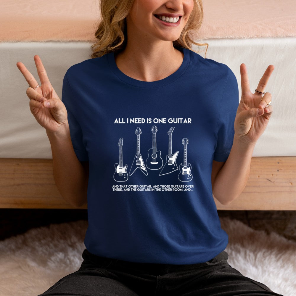 All I Need Is One Guitar Funny Vintage Guitars Collection T-Shirt - Heart To Heart
