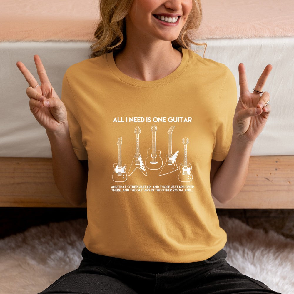 All I Need Is One Guitar Funny Vintage Guitars Collection T-Shirt - Heart To Heart