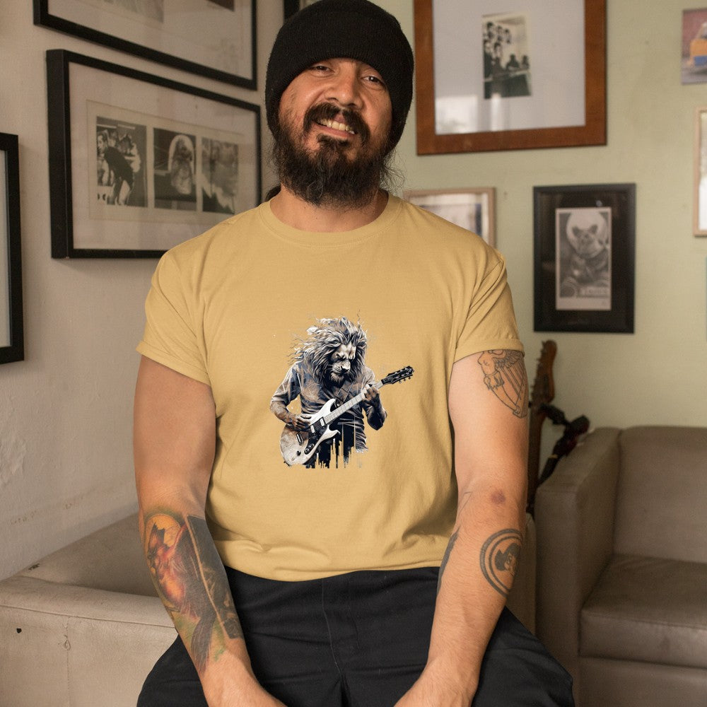 Awesome Lion Playing Electric Guitar T-Shirt - Heart To Heart