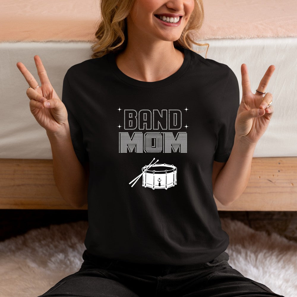 Band Mom, Marching Band Mama Cute Snare Drum Player's Mother T-Shirt - Heart To Heart