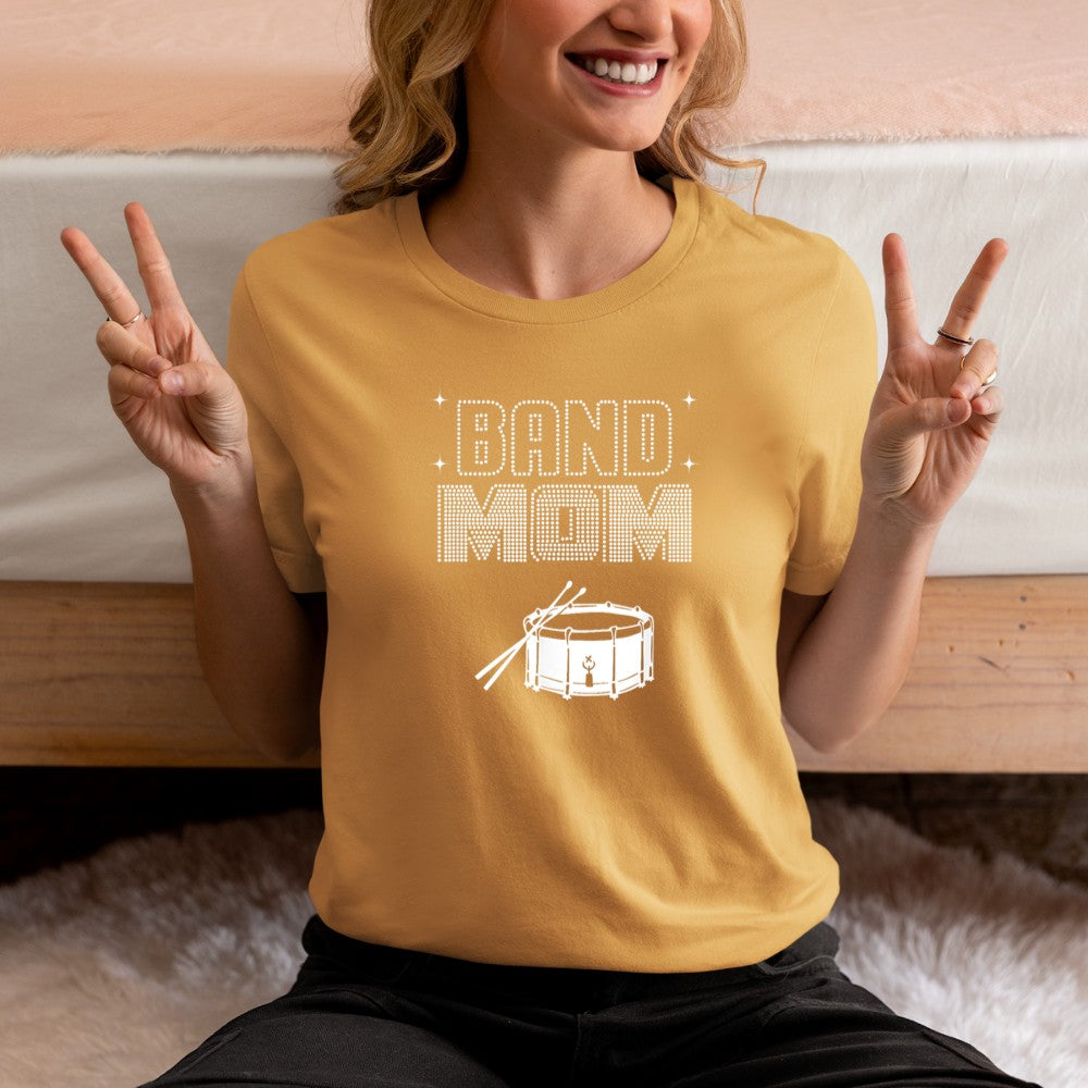 Band Mom, Marching Band Mama Cute Snare Drum Player's Mother T-Shirt - Heart To Heart