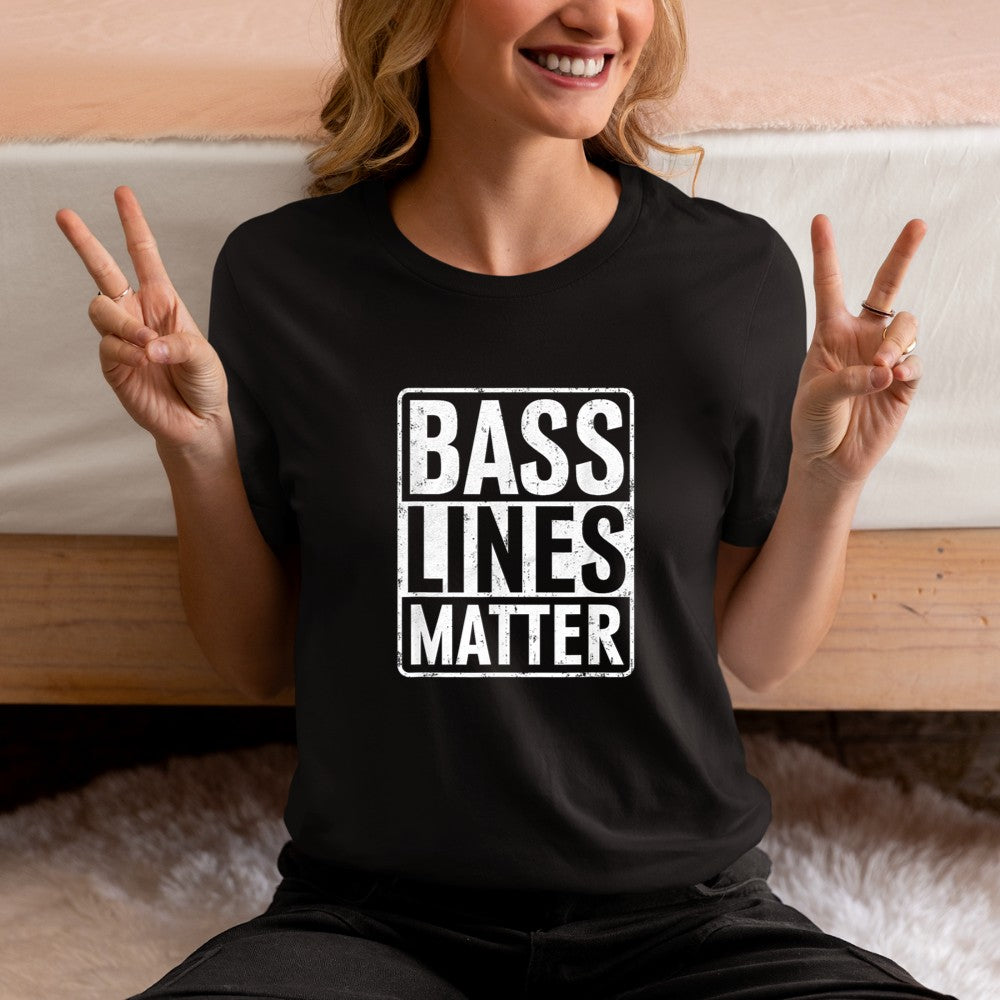Bass Lines Matter Bass Guitar Player Bassist EDM T-Shirt - Heart To Heart