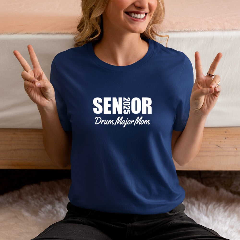 2025 Senior Drum Major Mom 2025 Marching Band Parent Long Sleeve T-Shirt - Heart To Heart