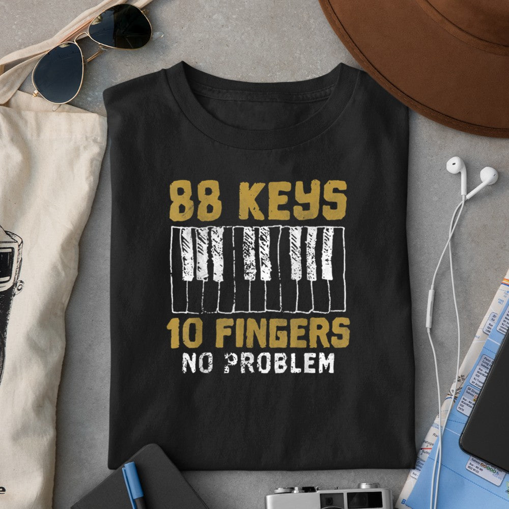 88 Keys 10 Fingers No Problem Piano Music Pianist Gift T-Shirt - Heart To Heart