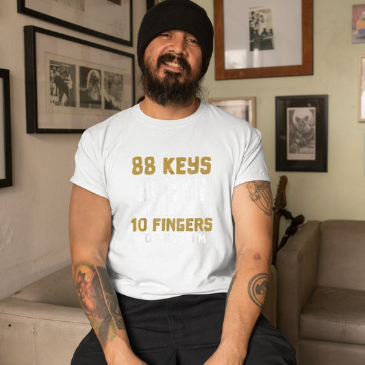 88 Keys 10 Fingers No Problem Piano Music Pianist Gift T-Shirt - Heart To Heart