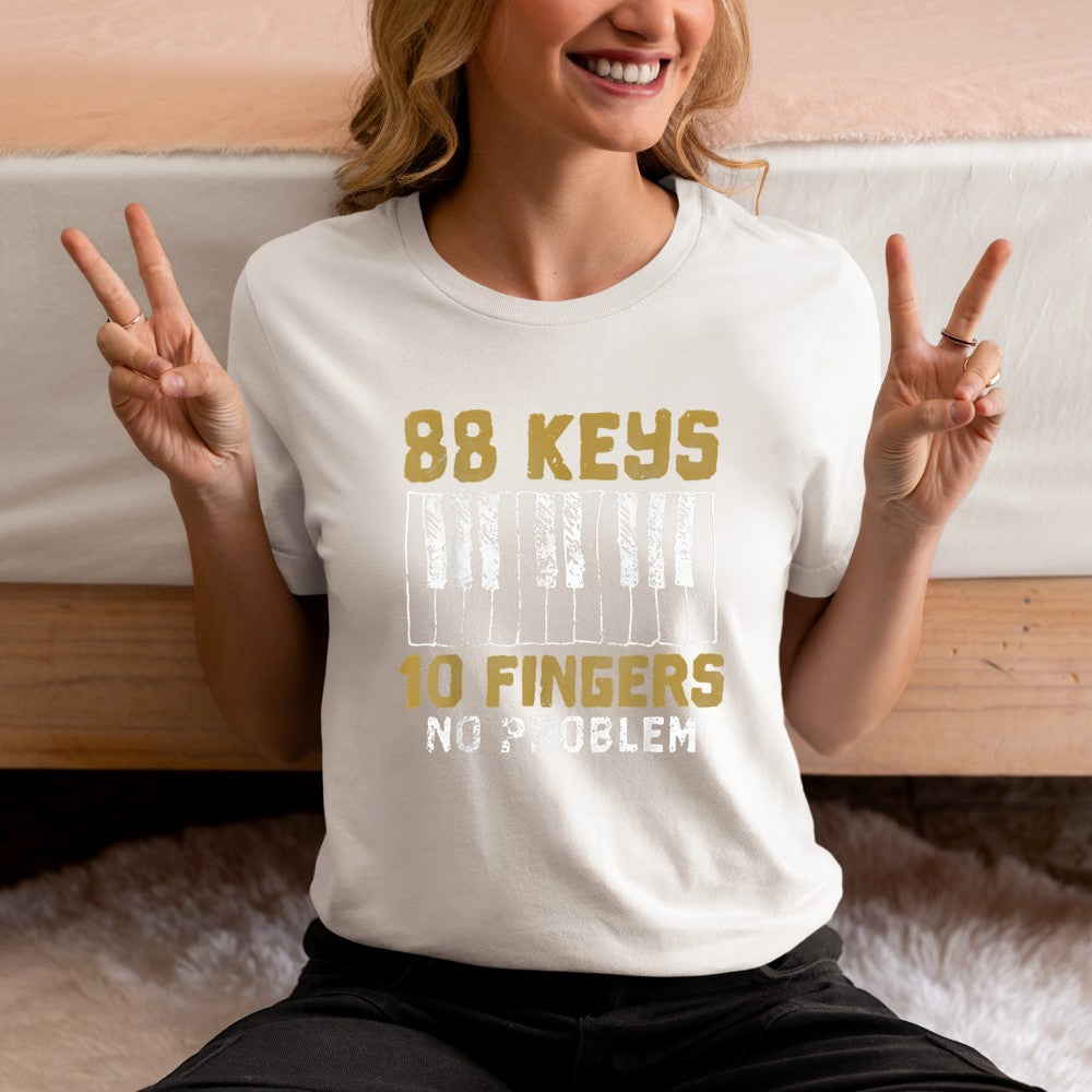 88 Keys 10 Fingers No Problem Piano Music Pianist Gift T-Shirt - Heart To Heart