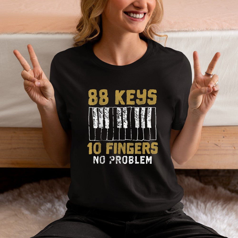 88 Keys 10 Fingers No Problem Piano Music Pianist Gift T-Shirt - Heart To Heart
