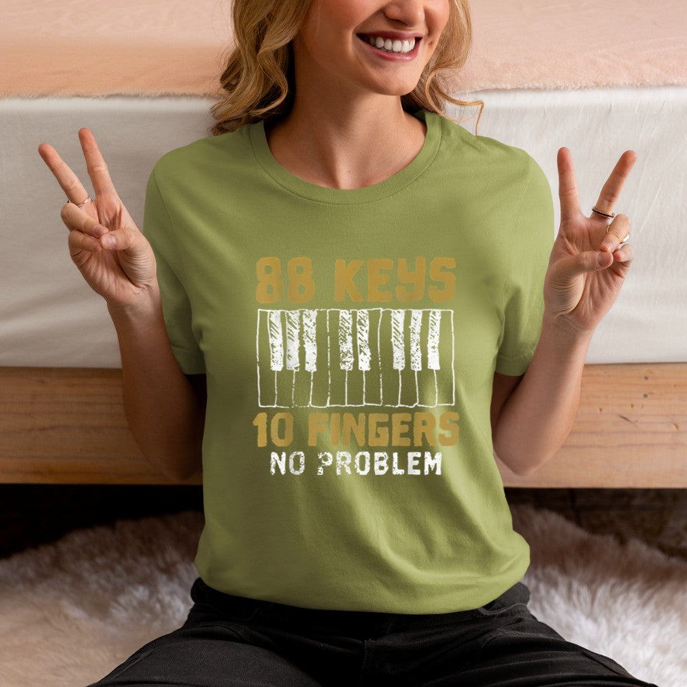88 Keys 10 Fingers No Problem Piano Music Pianist Gift T-Shirt - Heart To Heart