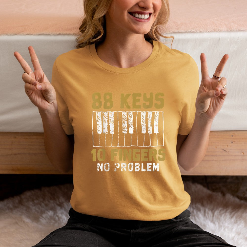 88 Keys 10 Fingers No Problem Piano Music Pianist Gift T-Shirt - Heart To Heart