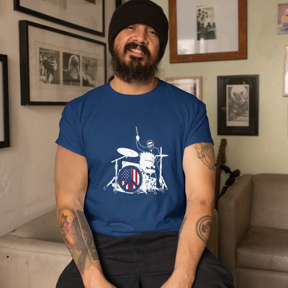 Abraham Lincoln American Flag Drum Drummer T-Shirt - Heart To Heart