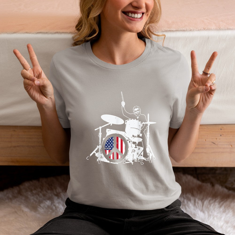 Abraham Lincoln American Flag Drum Drummer T-Shirt - Heart To Heart