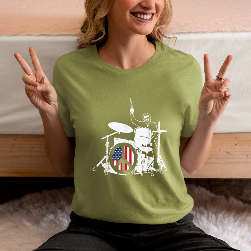 Abraham Lincoln American Flag Drum Drummer T-Shirt - Heart To Heart