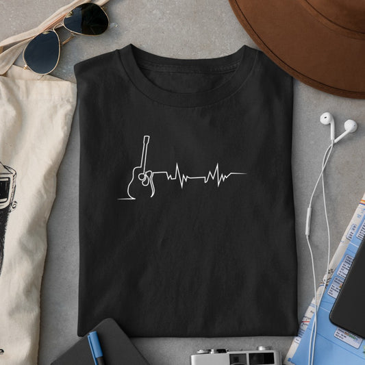Acoustic Guitar Heartbeat Cool Design for Guitarists Long Sleeve T-Shirt - Heart To Heart