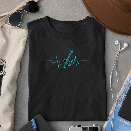 Acoustic Guitar Heartbeat Cool Design for Guitarists T-Shirt - Heart To Heart
