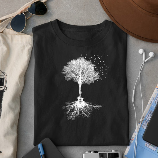 Acoustic Guitar Player Nature Tree, Birthday, Christmas Gift T-Shirt - Heart To Heart