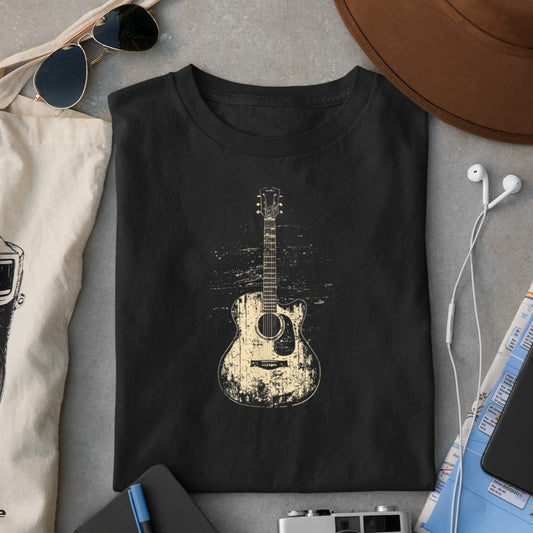 Acoustic Guitar Player Vintage Rock Graphic T-Shirt - Heart To Heart