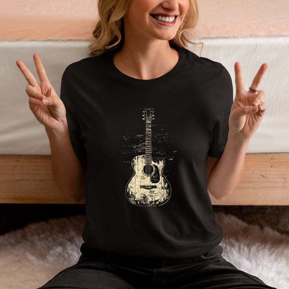 Acoustic Guitar Player Vintage Rock Graphic T-Shirt - Heart To Heart