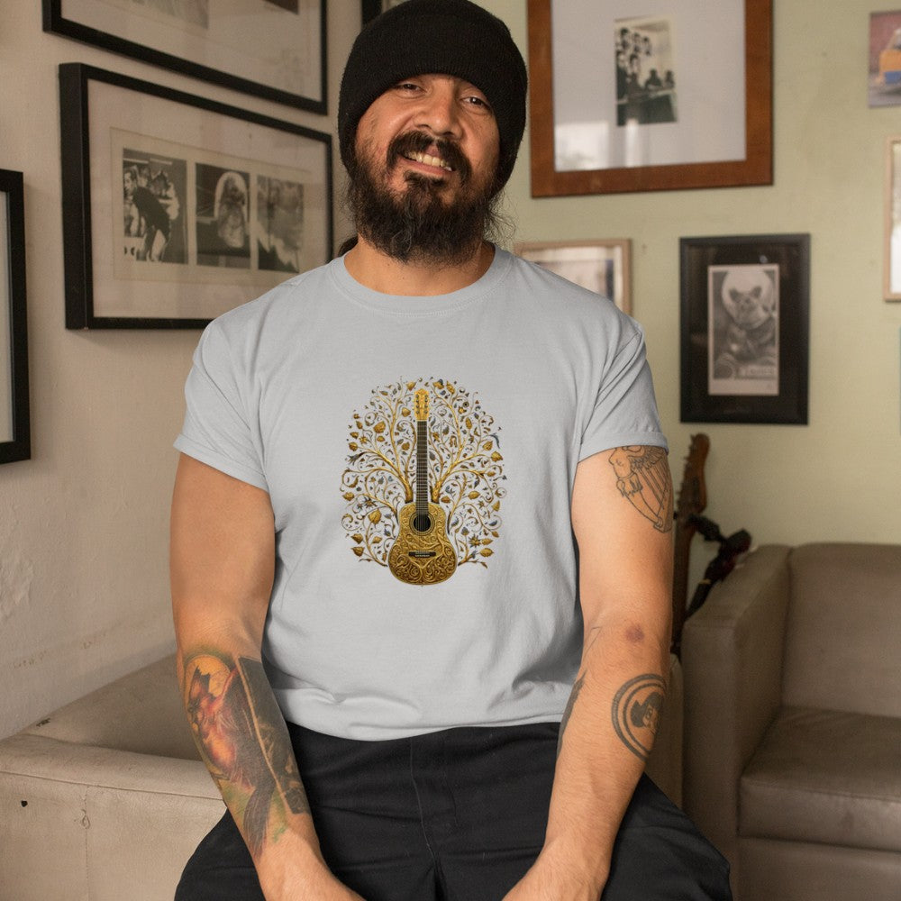 Acoustic Guitar Tree Guitarist Landscape Nature Music Lover T-Shirt - Heart To Heart