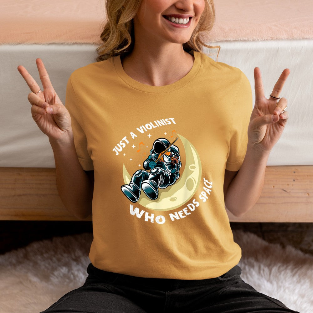 Astronaut Just A Violinist Who Needs Space Violin Player T-Shirt - Heart To Heart
