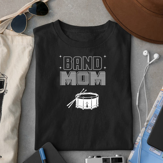 Band Mom, Marching Band Mama Cute Snare Drum Player's Mother T-Shirt - Heart To Heart