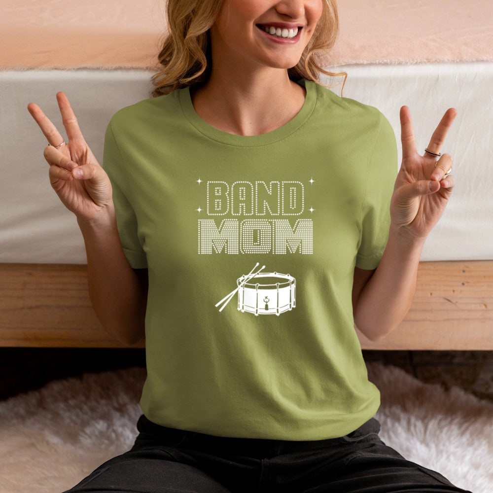 Band Mom, Marching Band Mama Cute Snare Drum Player's Mother T-Shirt - Heart To Heart