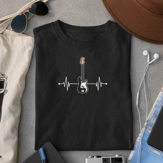 Bass Guitar Heartbeat Musician Design For Bass Player T-Shirt - Heart To Heart