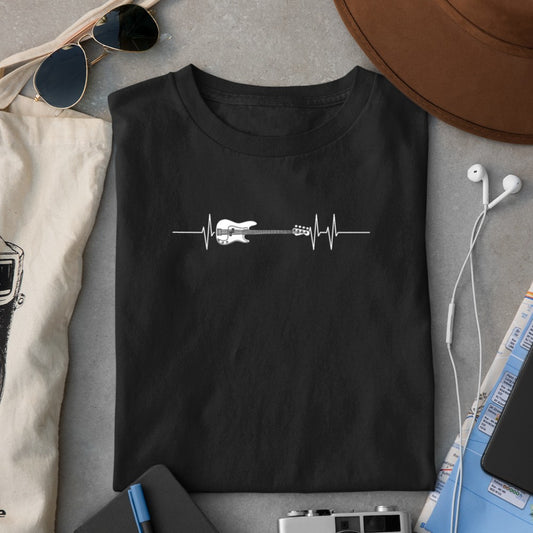 Bass Guitar T-Shirt - Heart To Heart