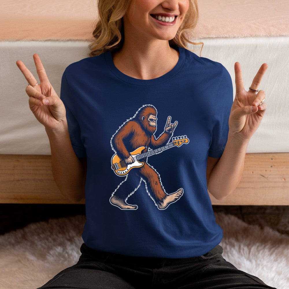 Bass guitarist bigfoot rock music guitar player sasquatch T-Shirt - Heart To Heart