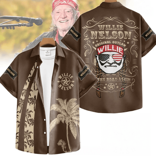 Willie Nelson On The Road Again Special Hawaiian Shirt Willie Nelson Merch Father’s Day Gifts - Heart To Heart